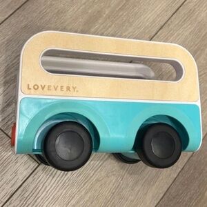 Lovevery Teal Wooden Push Toy Car for Toddlers